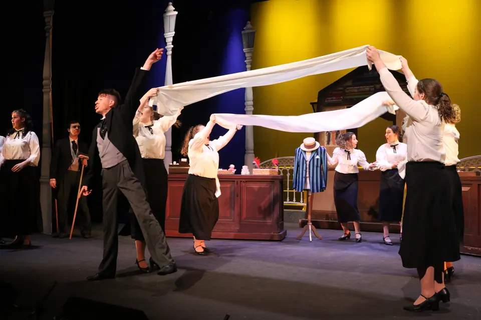 Willenhall Musical Theatre Company's 2018 production of Half a Sixpence at Dormston Mill Theatre, Sedgley. Photograph 8 of 258.