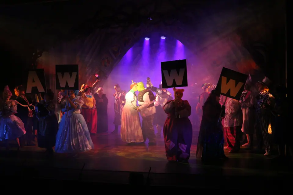 Willenhall Musical Theatre Company's 2023 production of Shrek the Musical at Dormston Mill Theatre, Sedgley. Photograph 8 of 8.
