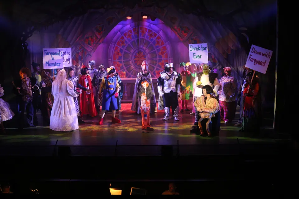 Willenhall Musical Theatre Company's 2023 production of Shrek the Musical at Dormston Mill Theatre, Sedgley. Photograph 147 of 165.