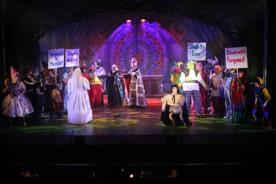 Willenhall Musical Theatre Company's 2023 production of Shrek the Musical at Dormston Mill Theatre, Sedgley. Photograph 148 of 165.