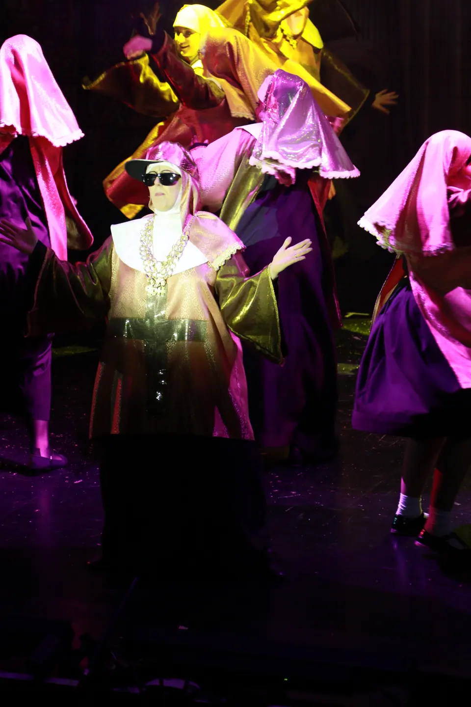 Willenhall Musical Theatre Company's 2019 production of Sister Act at Dormston Mill Theatre, Sedgley. Photograph 114 of 234.