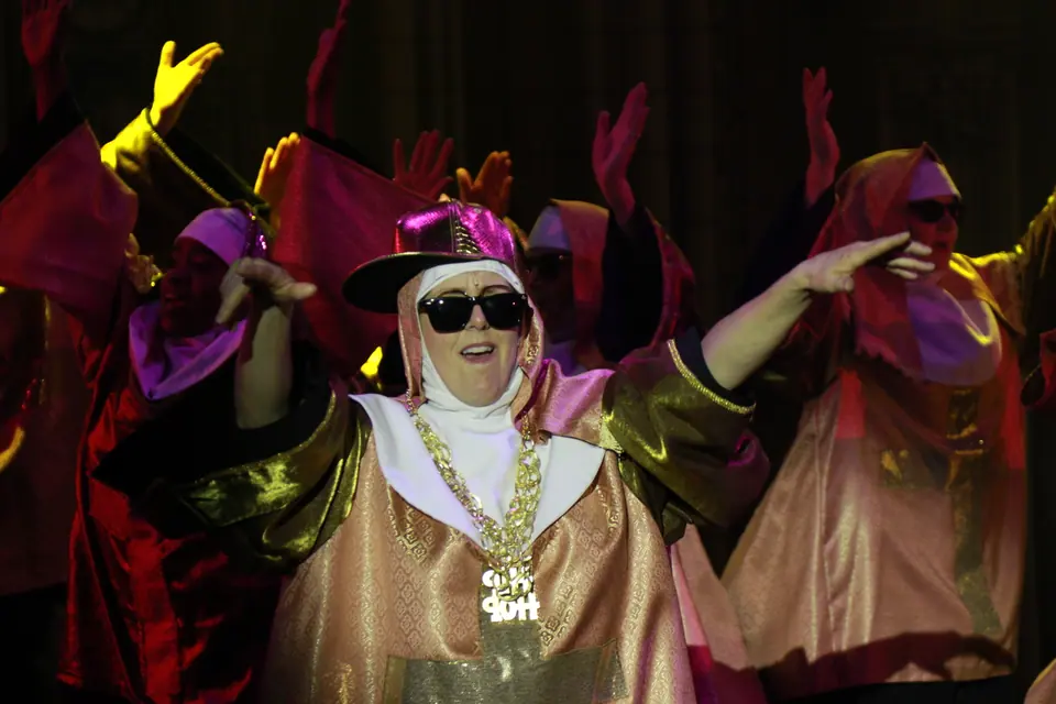 Willenhall Musical Theatre Company's 2019 production of Sister Act at Dormston Mill Theatre, Sedgley. Photograph 116 of 234.