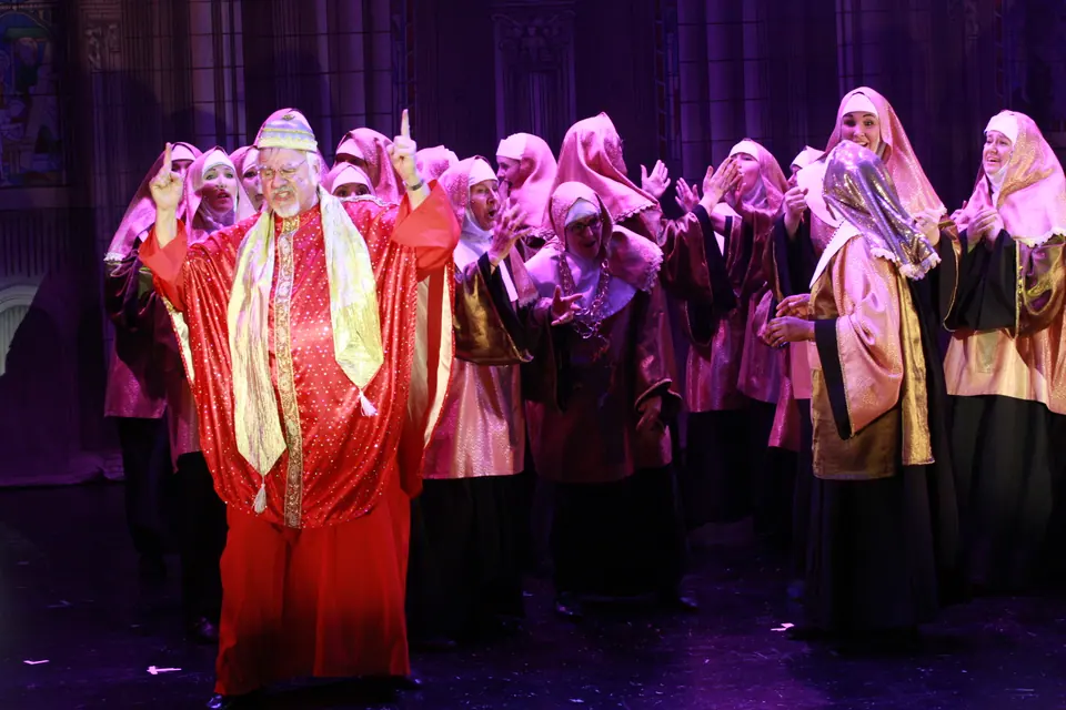 Willenhall Musical Theatre Company's 2019 production of Sister Act at Dormston Mill Theatre, Sedgley. Photograph 120 of 234.