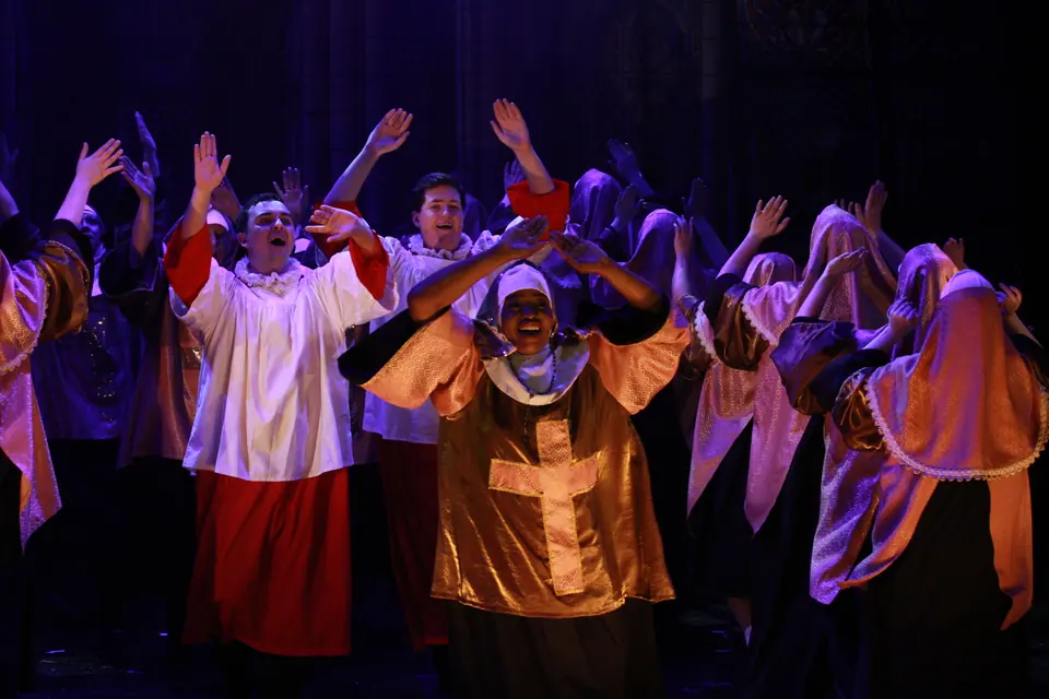 Willenhall Musical Theatre Company's 2019 production of Sister Act at Dormston Mill Theatre, Sedgley. Photograph 122 of 234.