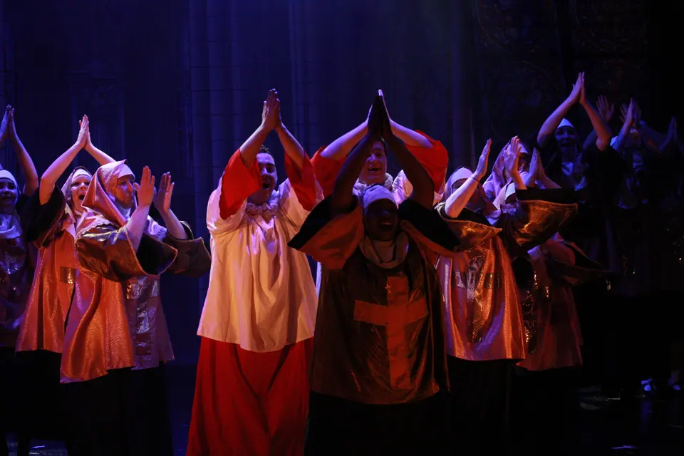 Willenhall Musical Theatre Company's 2019 production of Sister Act at Dormston Mill Theatre, Sedgley. Photograph 123 of 234.