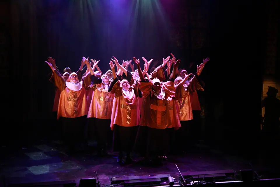 Willenhall Musical Theatre Company's 2019 production of Sister Act at Dormston Mill Theatre, Sedgley. Photograph 124 of 234.