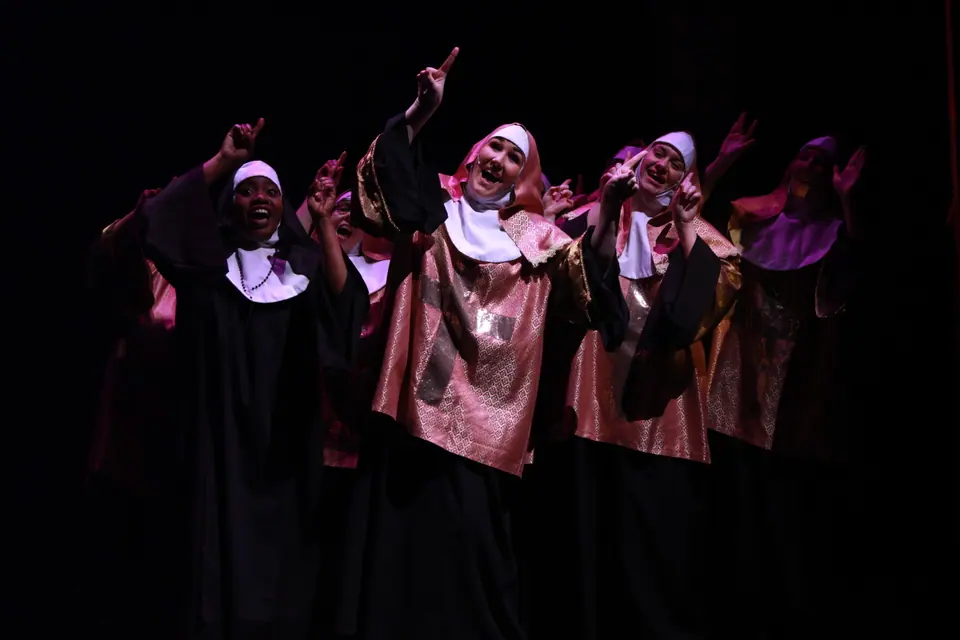 Willenhall Musical Theatre Company's 2019 production of Sister Act at Dormston Mill Theatre, Sedgley. Photograph 129 of 234.
