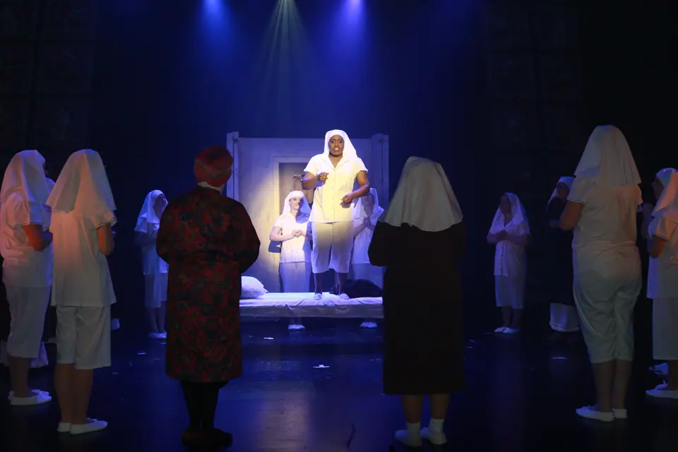 Willenhall Musical Theatre Company's 2019 production of Sister Act at Dormston Mill Theatre, Sedgley. Photograph 150 of 234.