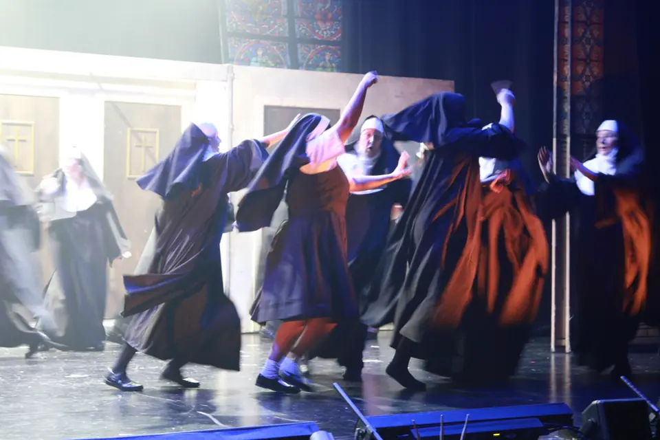 Willenhall Musical Theatre Company's 2019 production of Sister Act at Dormston Mill Theatre, Sedgley. Photograph 202 of 234.