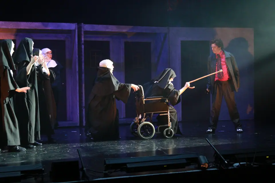 Willenhall Musical Theatre Company's 2019 production of Sister Act at Dormston Mill Theatre, Sedgley. Photograph 206 of 234.