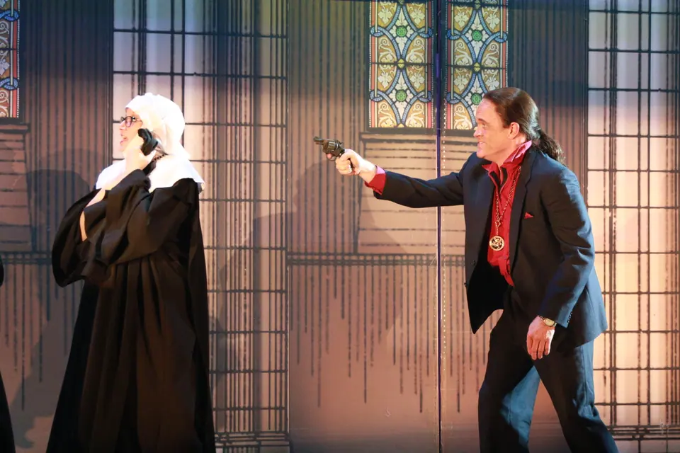 Willenhall Musical Theatre Company's 2019 production of Sister Act at Dormston Mill Theatre, Sedgley. Photograph 210 of 234.