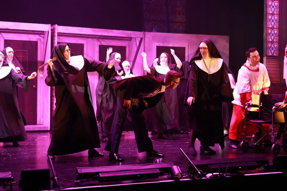 Willenhall Musical Theatre Company's 2019 production of Sister Act at Dormston Mill Theatre, Sedgley. Photograph 211 of 234.