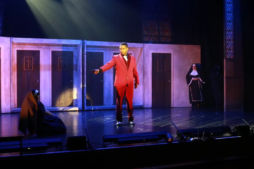 Willenhall Musical Theatre Company's 2019 production of Sister Act at Dormston Mill Theatre, Sedgley. Photograph 213 of 234.
