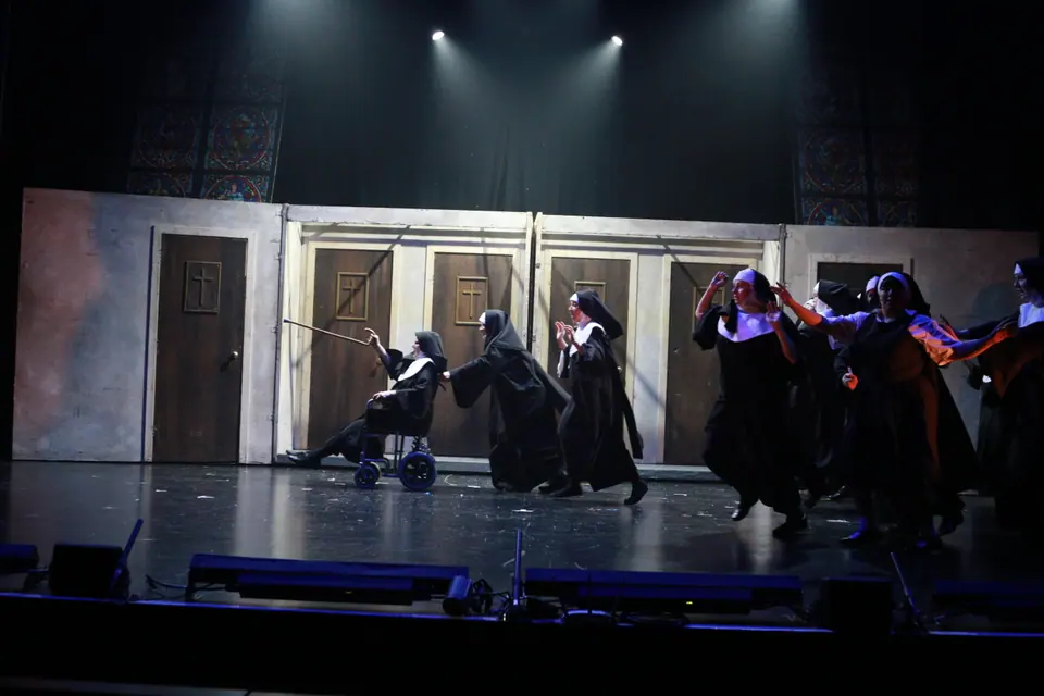 Willenhall Musical Theatre Company's 2019 production of Sister Act at Dormston Mill Theatre, Sedgley. Photograph 214 of 234.