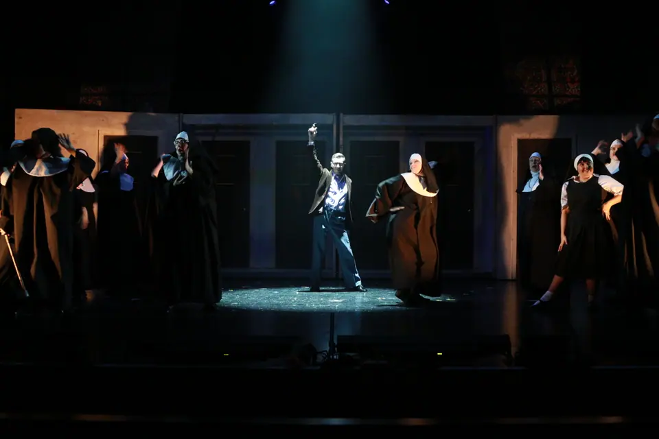 Willenhall Musical Theatre Company's 2019 production of Sister Act at Dormston Mill Theatre, Sedgley. Photograph 215 of 234.