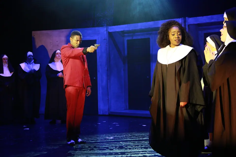 Willenhall Musical Theatre Company's 2019 production of Sister Act at Dormston Mill Theatre, Sedgley. Photograph 220 of 234.