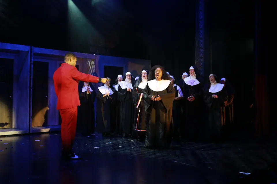 Willenhall Musical Theatre Company's 2019 production of Sister Act at Dormston Mill Theatre, Sedgley. Photograph 222 of 234.