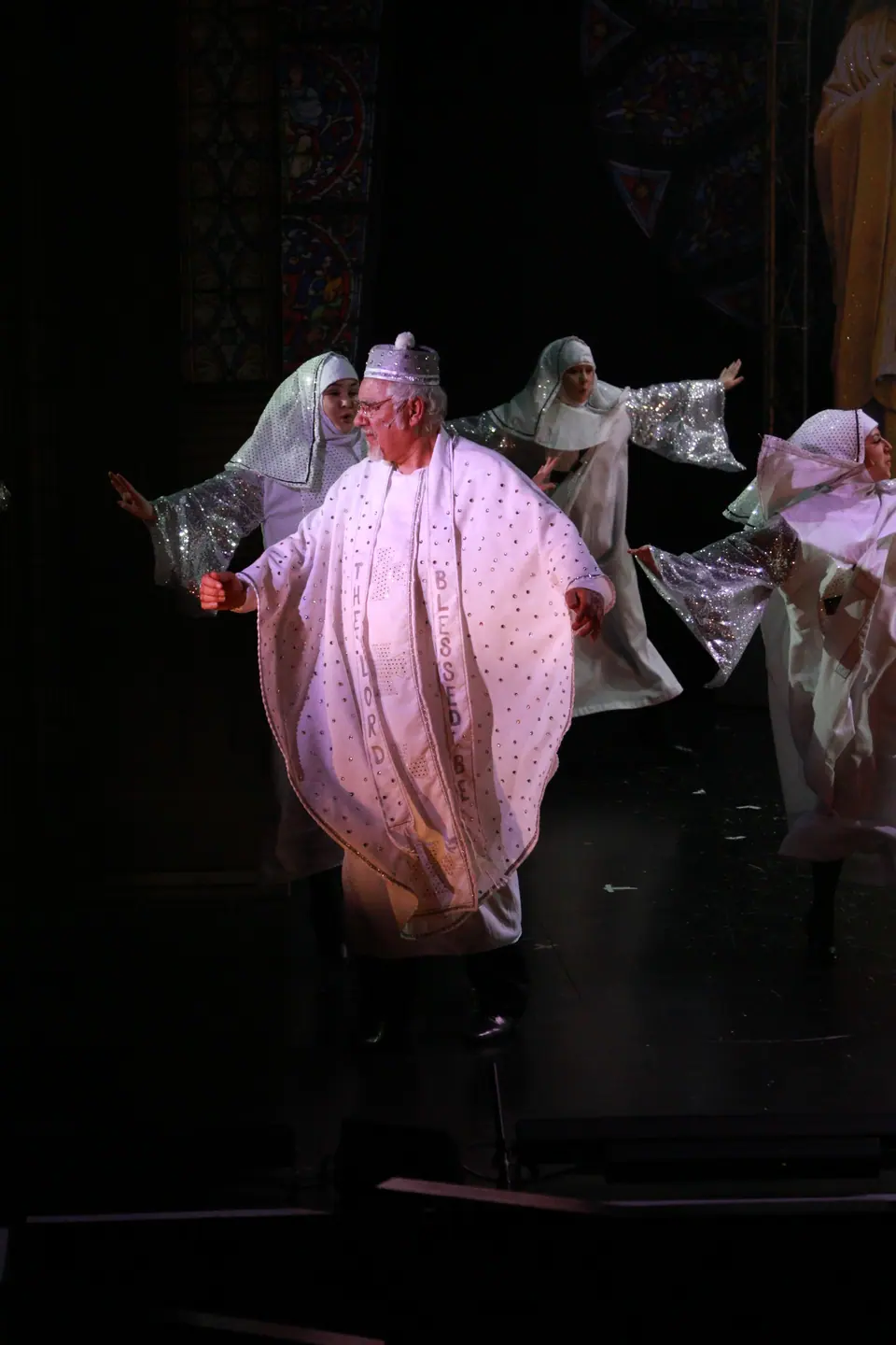 Willenhall Musical Theatre Company's 2019 production of Sister Act at Dormston Mill Theatre, Sedgley. Photograph 229 of 234.