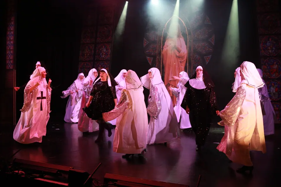 Willenhall Musical Theatre Company's 2019 production of Sister Act at Dormston Mill Theatre, Sedgley. Photograph 233 of 234.