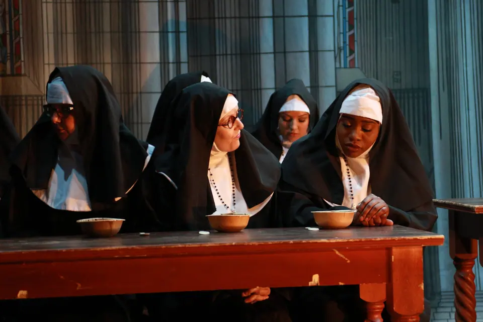 Willenhall Musical Theatre Company's 2019 production of Sister Act at Dormston Mill Theatre, Sedgley. Photograph 31 of 234.