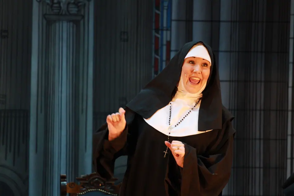 Willenhall Musical Theatre Company's 2019 production of Sister Act at Dormston Mill Theatre, Sedgley. Photograph 34 of 234.