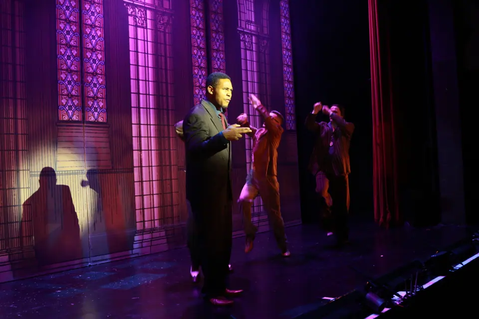 Willenhall Musical Theatre Company's 2019 production of Sister Act at Dormston Mill Theatre, Sedgley. Photograph 47 of 234.