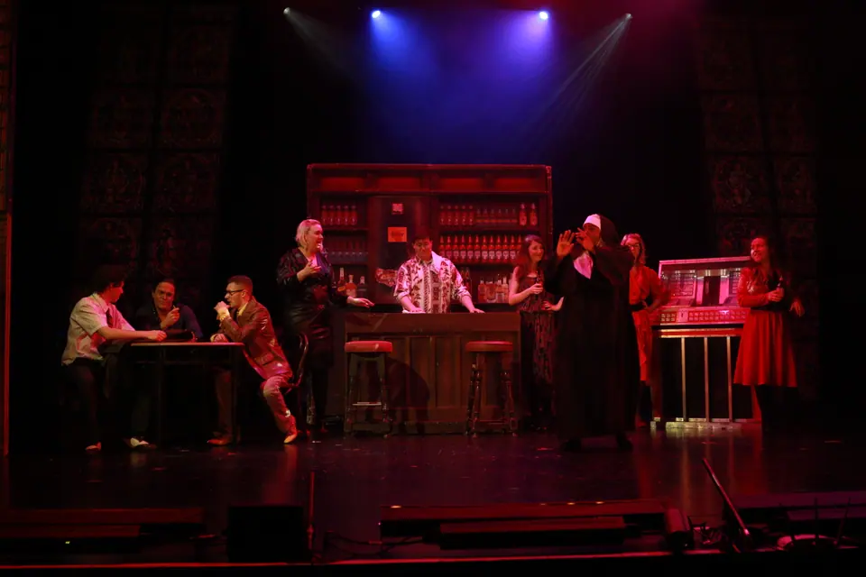 Willenhall Musical Theatre Company's 2019 production of Sister Act at Dormston Mill Theatre, Sedgley. Photograph 54 of 234.
