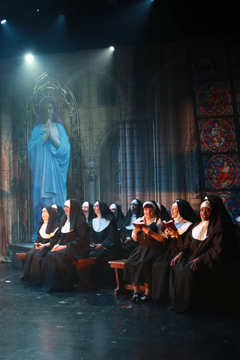 Willenhall Musical Theatre Company's 2019 production of Sister Act at Dormston Mill Theatre, Sedgley. Photograph 65 of 234.