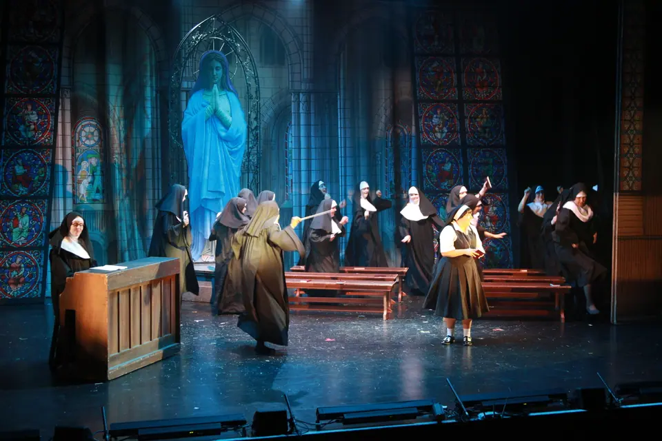 Willenhall Musical Theatre Company's 2019 production of Sister Act at Dormston Mill Theatre, Sedgley. Photograph 72 of 234.