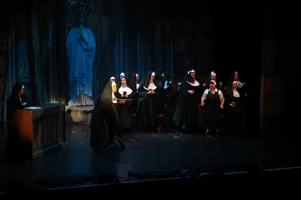 Willenhall Musical Theatre Company's 2019 production of Sister Act at Dormston Mill Theatre, Sedgley. Photograph 73 of 234.