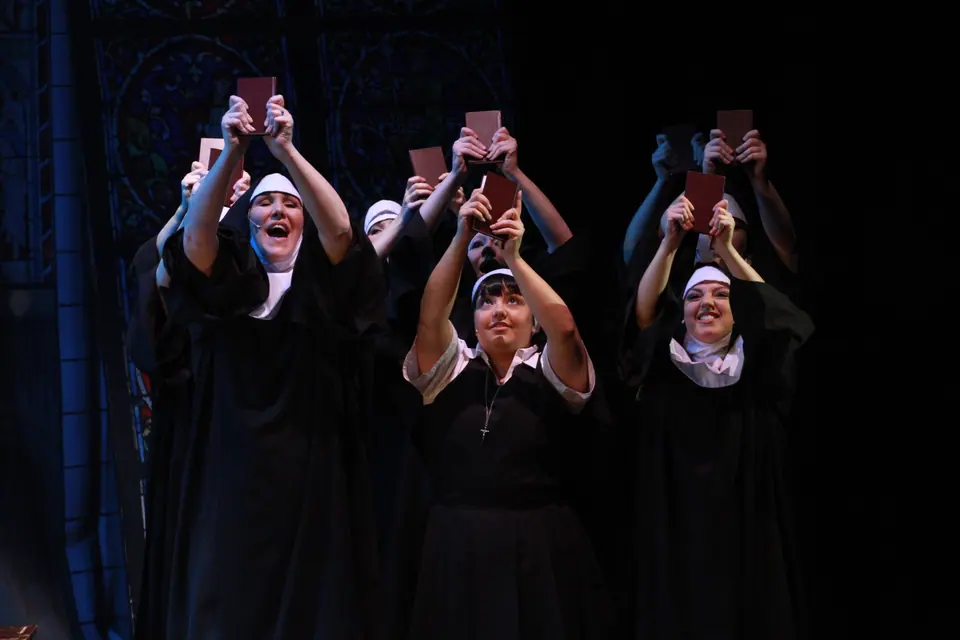 Willenhall Musical Theatre Company's 2019 production of Sister Act at Dormston Mill Theatre, Sedgley. Photograph 74 of 234.