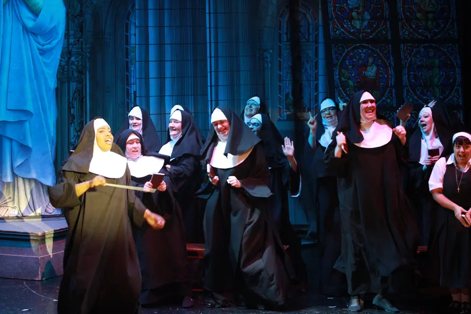 Willenhall Musical Theatre Company's 2019 production of Sister Act at Dormston Mill Theatre, Sedgley. Photograph 75 of 234.