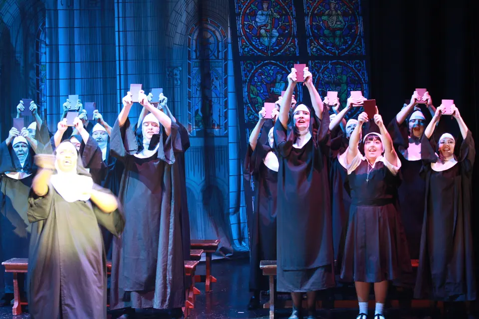 Willenhall Musical Theatre Company's 2019 production of Sister Act at Dormston Mill Theatre, Sedgley. Photograph 78 of 234.