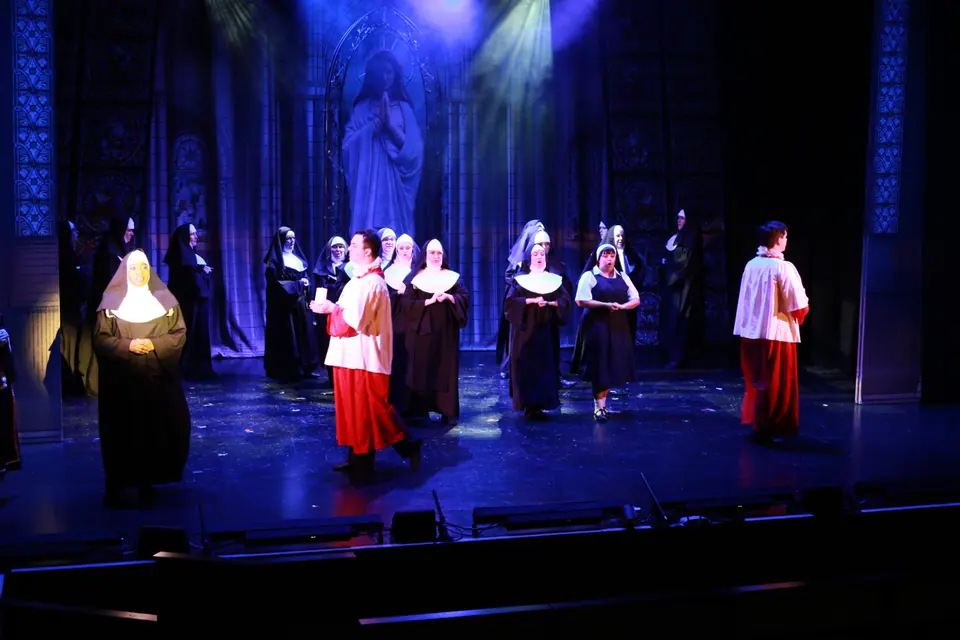 Willenhall Musical Theatre Company's 2019 production of Sister Act at Dormston Mill Theatre, Sedgley. Photograph 80 of 234.