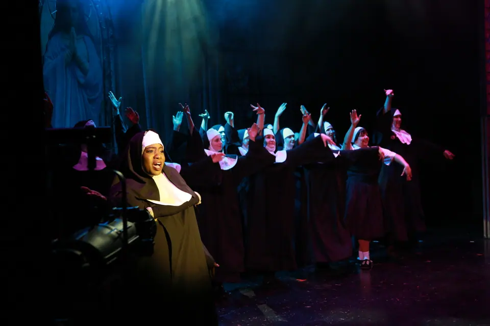 Willenhall Musical Theatre Company's 2019 production of Sister Act at Dormston Mill Theatre, Sedgley. Photograph 82 of 234.