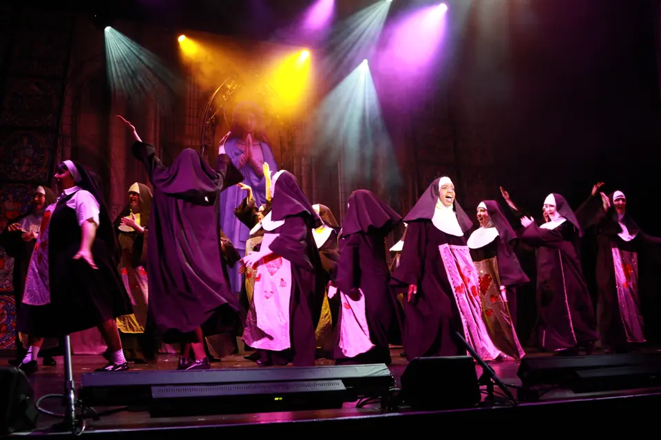 Willenhall Musical Theatre Company's 2019 production of Sister Act at Dormston Mill Theatre, Sedgley. Photograph 84 of 234.