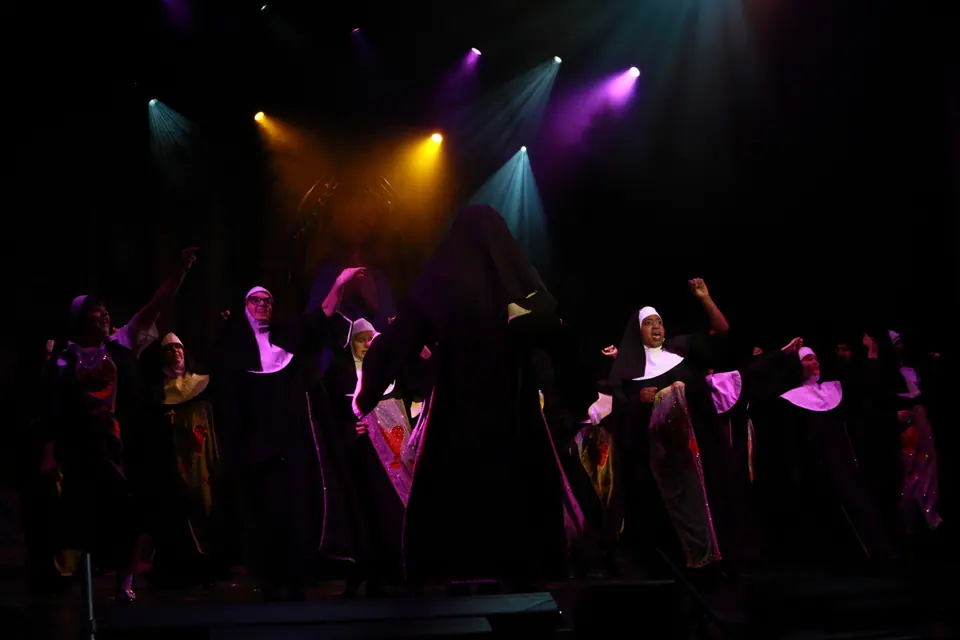 Willenhall Musical Theatre Company's 2019 production of Sister Act at Dormston Mill Theatre, Sedgley. Photograph 85 of 234.