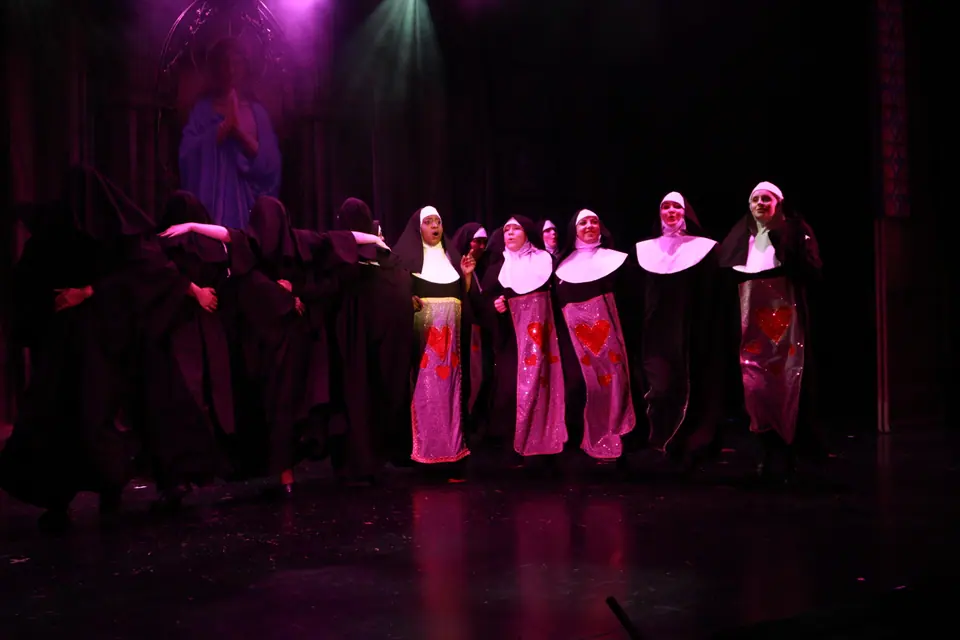 Willenhall Musical Theatre Company's 2019 production of Sister Act at Dormston Mill Theatre, Sedgley. Photograph 87 of 234.