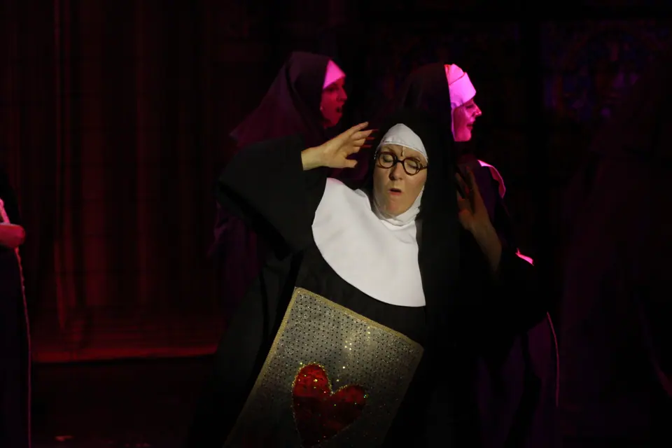Willenhall Musical Theatre Company's 2019 production of Sister Act at Dormston Mill Theatre, Sedgley. Photograph 89 of 234.