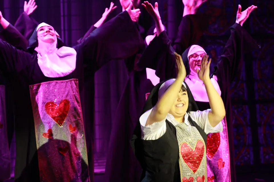 Willenhall Musical Theatre Company's 2019 production of Sister Act at Dormston Mill Theatre, Sedgley. Photograph 90 of 234.