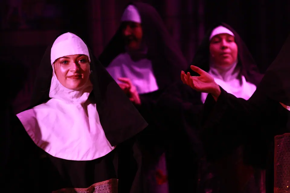 Willenhall Musical Theatre Company's 2019 production of Sister Act at Dormston Mill Theatre, Sedgley. Photograph 91 of 234.